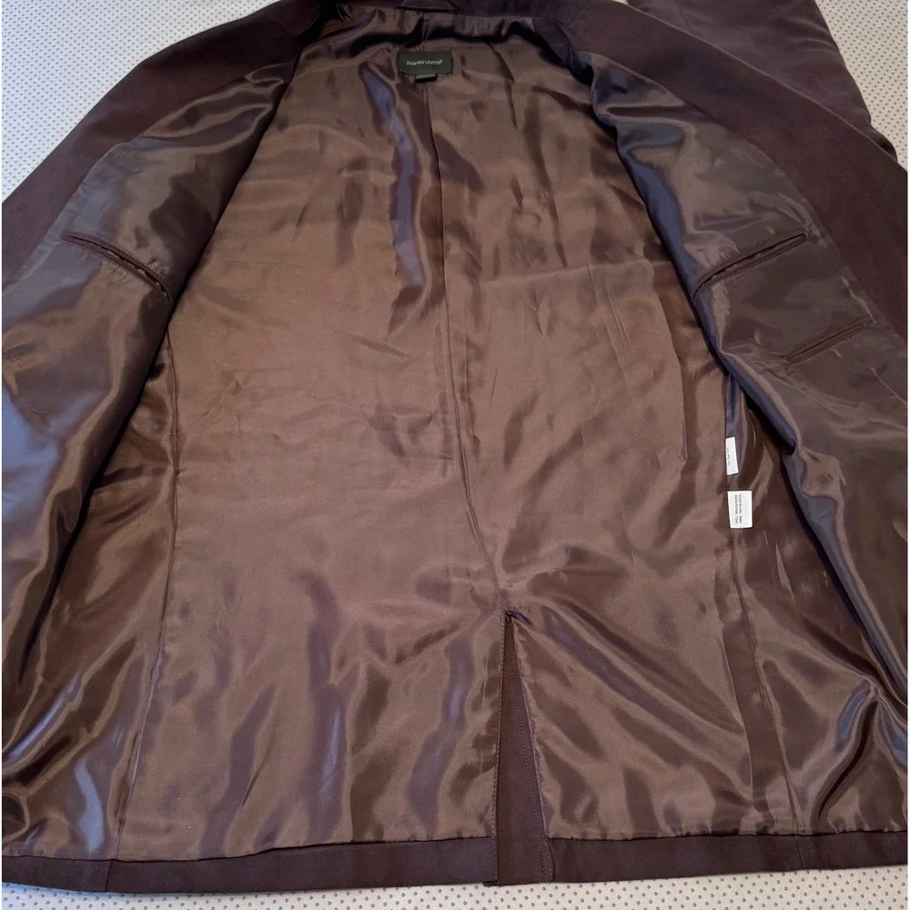 Pronto Uomo Men's Brown Faux Suede Safari Jacket Blazer Size L Four Pocket